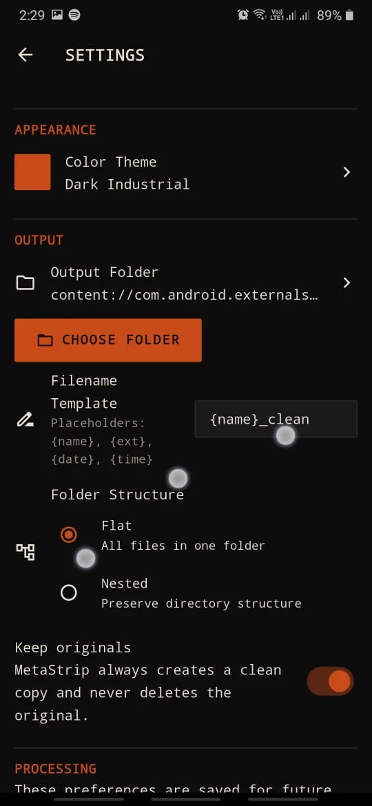 Pengaturan tema dan folder output