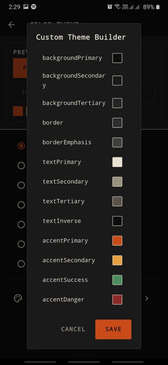 Custom theme builder